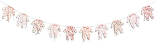 GIOGUK Flower Baby Shower Bow Banner - Baby in Bloom Garland, Baby Shower, Birthday, Anniversary, Gender Reveal Party Decoration Supplies, Floral Baby Clothes Banner Photo Shoot Background Props