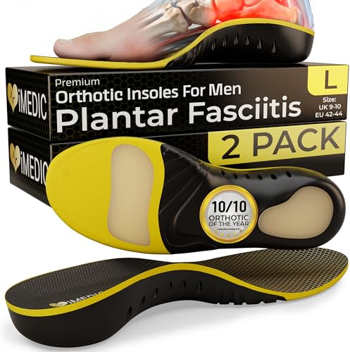 iMedic Orthotic Insoles for Men for Plantar Fasciitis Size L UK 9-10 (2 Pack) – Arch Support for Men – Shoe Inserts – Insoles for Plantar Fasciitis – Orthotic Support