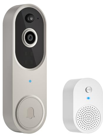 Novaquill Caméra de sonnette vidéo sans fil 1080p, surveillance intérieur/extérieur, stockage dans le nuage (vendu séparément), détection humaine IA, Wi-Fi 2,4 GHz uniquement, conversation