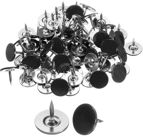 QUARKZMAN Polsternägel 11 x 10mm Flachkopf Möbelnägel, Schwarz 60 Stück | Reißzwecken, Heftzwecken Dekorative Nägel, Stecknadeln für Möbel Sofa Kopfteile