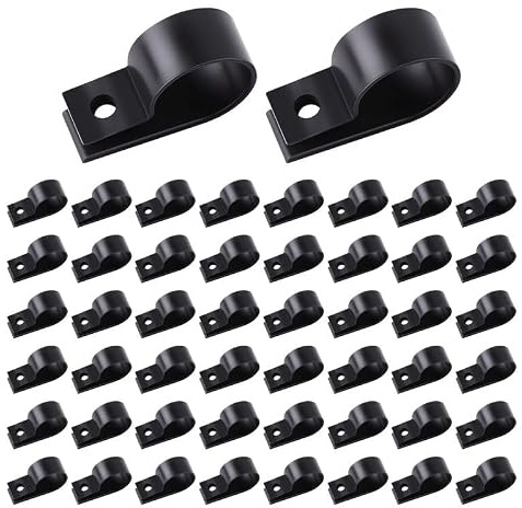 50 pièces colliers de câble en nylon R 25mm, attaches noires pour organisation de câbles, colliers pour conduits et gestion de câbles