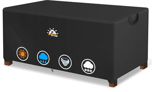 Zettum 121 x 66 x 45 CM Funda de mesa de café Jardín, Impermeable Cubierta para Muebles de 600D Oxford en Revestimiento de PU, Tela Protector para Rectangular Mesa Anti Viento Cubierta Mesa Anti-UV