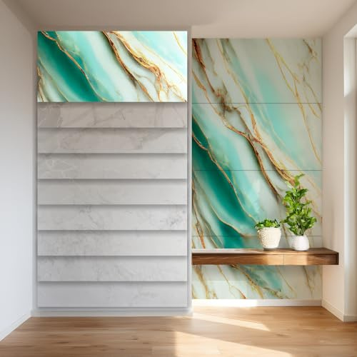 HEXIM Marmorplatten Optik 4er-Set 122×70cm SPC Kunststoff Innen & Außenbereich Granit Steinoptik - Duschrückwand Küchenrückwand Wandpaneel Wohnzimmer gold (3,42 m² 80118) B-Serie
