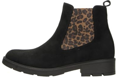 Fitters Chelsea Boots MENA, scarpe alla moda taglie forti, eleganti stivaletti alla caviglia con dettagli lucidi, nero, leopardato e grigio, scarpe da donna taglie forti, MENA in 42, 43, 44, 45, 46