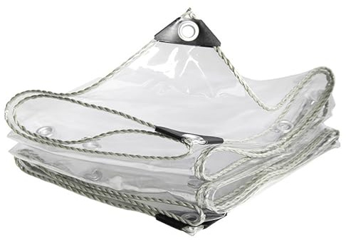 Telone Trasparente, Telo In Plastica PVC Con Occhielli, Isolamento Anti-Invecchiamento, Morbido, Resistente, Impermeabile, Trasparente, Per Giardino, Veranda, Patio, Gazebo A,3 * 3m
