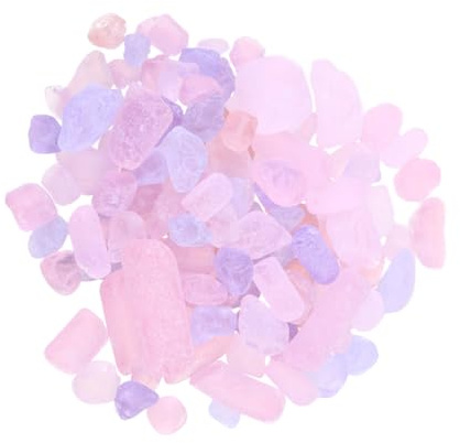 Milisten Galets de Cristal Naturels Décoratifs pour Aquarium d'Intérieur, Gravier Roulé Rose Violet, Pierres de Cristal Lisses, 500 G, Adapté pour Aquariums Eau Douce et Salée, Décoration