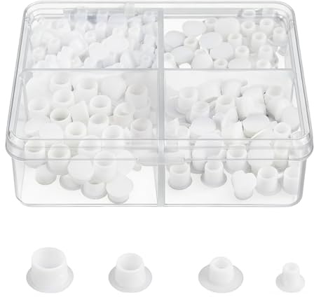 Pack of 120 Cover Caps for Drill Holes, White Screws Plastic Cover Cap Drill Hole Blind Plugs Furniture Hole Cover Plastic Plugs Hole Plugs Caps 5 mm 6 mm 8 mm 10 mm Cover for Hole Decorative