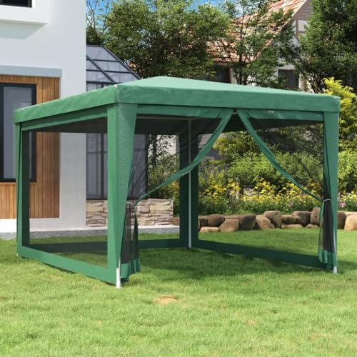 Outdoor Party Tent 9.8 x 13.1 ft, Heavy Duty Canopy Shelter with Mesh Sidewalls, Portable Wedding Pavilion for Backyard Events, Garden Gazebo, Green