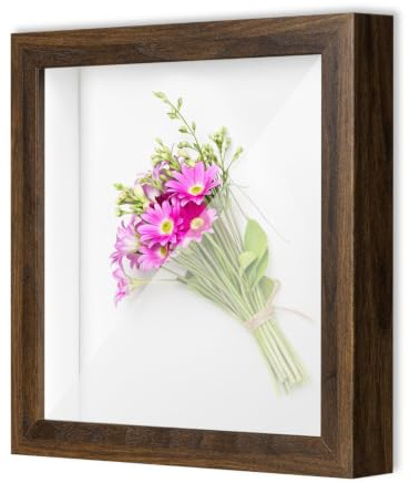 CLAMARO 3D Bilderrahmen zum Befüllen, 50x60 cm, Nussbaum, HDF-Rückwand | Objektbilderrahmen & Tiefenrahmen mit 2 cm Innentiefe, Acrylglasscheibe, MDF-Rahmen und weißer HDF-Holzrückwand