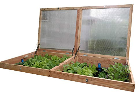 bio-garten Frühbeet-Aufsatz aus Lärchenholz für Hochbeet 100 x 200 cm -Top Qualität