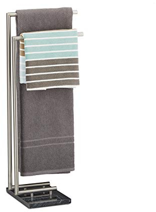 Relaxdays Handtuchhalter PIERRE, Handtuchstange freistehend, Handtuchständer Marmor, H x B x T: 84 x 34 x 30 cm, schwarz