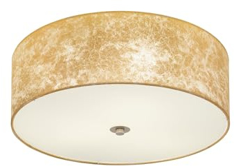 EGLO Deckenlampe Viserbella, 3 flammige Deckenleuchte Vintage | Wohnzimmerlampe aus Stahl und Textil in Champagner, Gold, Küchenlampe, Flurlampe Decke mit E27 Fassung, Ø 47 cm