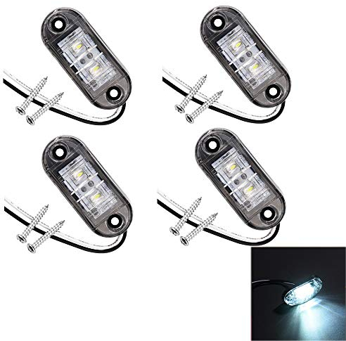 PolarLander 4pcs 24v 12v Ámbar LED Luces de posición Laterales Luz de posición Lateral Luz de posición de luz de la lámpara para Camiones de Remolque Blanco