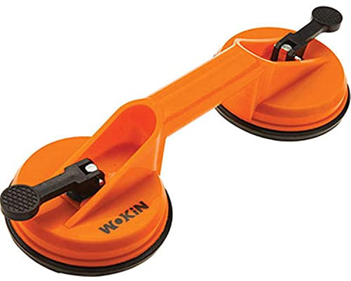 TOOLSTEK WOKIN Heavy Duty Double Suction 2x115mm-Kg 50 Lifting Capacity pad Dual Suction Cups Glass Lifter Suckers thick rubber base Aluminum Cup perfect for moving pulling gripping handling materials