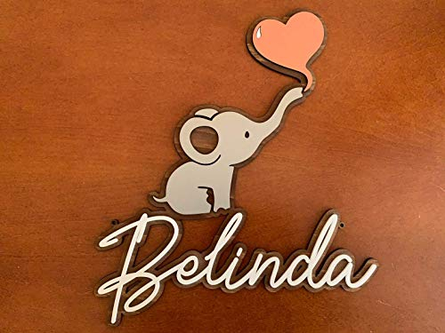 Namensschild Elefant & Herz, personalisiert für Baby, Kind, Türschild, Holz Schild, Kinderzimmer, Wanddeko, Individueller, Baby-Name, Geschenk, Jungen & Mädchen, Babyzimmer Deko Wandschild Kindernamen