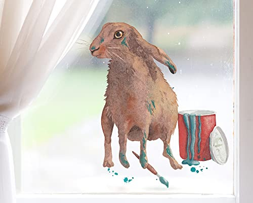 TinyFoxes Fensterbild Ostern - Fensterbild Hase Klecks - selbstklebend und wiederverwendbar - handgezeichnet von Kristin Franke
