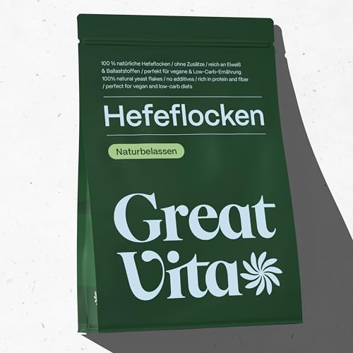 GreatVita Hefeflocken 800g naturbelassen, reine Premium Lebensmittelhefe, vegane und vitaminreiche Nährhefe