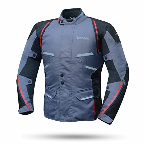 DEGEND SAHARA | Motorradjacke Ganzjährig Herren 4 Jahreszeiten mit 3 Layer - 2 Herausnehmbare Winterschichten + Protektoren & Reflektoren, Grau, XL