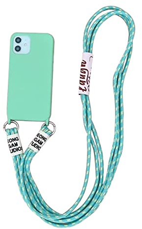 Emlivi Handykette Hülle für iPhone Xr Necklace Handyhülle Nylon Schultergurt Liquid Silikon TPU Cover mit Kordel zum Umhängen Schutzhülle mit Stylische Band Case für iPhone Xr, A-Grün
