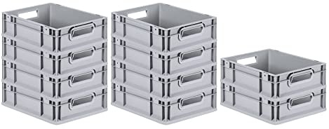 PROREGAL SET SUPER ÉCONOMIQUE 10x Bac Euro NextGen Economy | Poignées ouvertes | HxLxP 12x30x40cm | 11 litres | Eurobox, boîte industrielle boîtes de rangement empilables