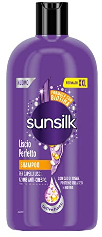 Sunsilk, Shampoo Liscio Perfetto, Shampoo per Capelli Lisci a Lungo e Setosi, Formula Active Fusion con Olio di Argan, Proteine della Seta e Biotina per Capelli Visibilmente Sani, Formato XXL 810 ml