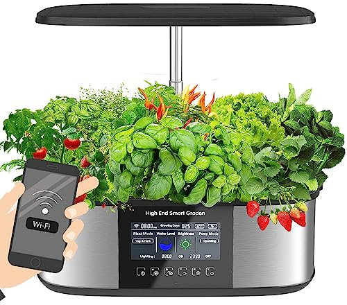 Système de culture hydroponique à 12 dosettes avec réservoir d'eau de 7,5 L réglable en hauteur Kit de germination pour jardinière d'herbes de cuisine intelligente avec lampes de culture à LED