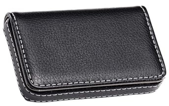 Funda para tarjetas de visita de piel sintética magnética para tarjetas de visita portatarjetas de nombre adecuado para hombres y mujeres, Negro , 102 x 65 x 18 mm, Clásico, Moderno