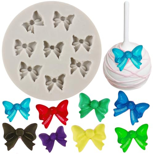 MYPRACS Mini Schleife Silikon Fondant Form Zucker Snoep Cake Pop Bogen Handwerk Formen für Kuchen dekorieren Cupcake Topper Polymer Ton Süßigkeiten Schokolade Kaugummi Paste