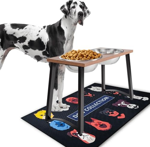 TIDANT Elevated Dog Bowls for Extra Large Dogs with Spill Proof Mat - X-Large 3000ML(13CUPS) Stainless Steel Dog Bowls, 16.5 Tall Raised Dog Bowl Stand - Food & Water Bowls