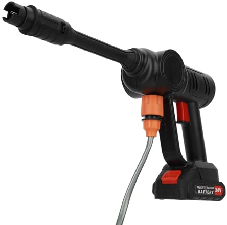 Autowaschmaschine, Schnurlose Autowaschanlage Verstellbare Düse 2 Batterien 1 Ladegerät mit Eimer Wasserleitung 180w Waschen Metall Hochdruckstrahl Wasser Waschmaschine Autozubehör (schwarz)
