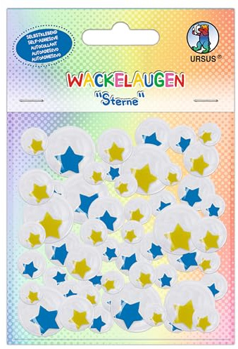 Ursus 8530002 Wiggle Eyes Stars Self-Adhesive Craft Eyes with Star Motif in 4 Sizes (Diameter 10 - 20 mm) Pack of 52