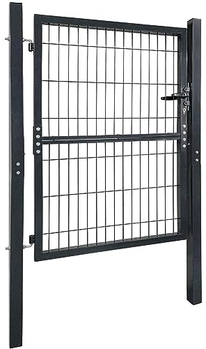 XMTECH Gartentor Gartentür 125 x 100 cm Zauntor inkl. Schloss, Türklinke, und Schlüsseln, Robust Gartenpforte Einfahrtstor Hoftür,Anthrazit