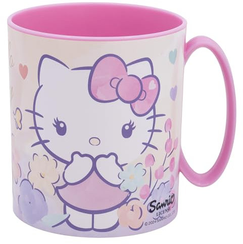 Tataway Tasse à micro-ondes Hello Kitty de 390 ml, parfaite pour le petit-déjeuner et les boissons chaudes, sûre et colorée pour les enfants