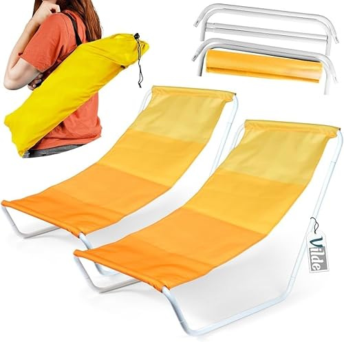 Vilde - Klappbare Sonnenliegen und Gartenliege - Set 2 Stück - gelb