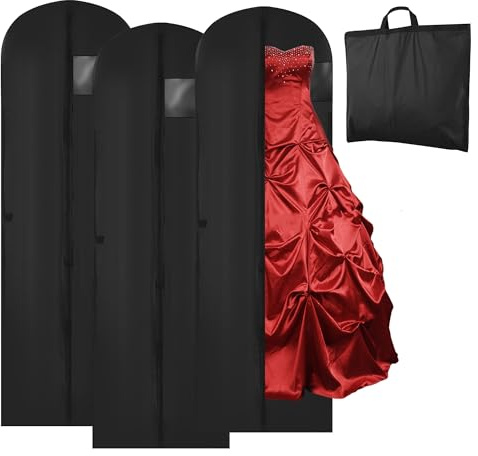 3 pezzi Custodie per Abiti, 180x60 cm Borsa porta Abiti, Borse Portaabiti,Cerniera Lunga, Borsa pieghevole con cerniera, adatta per abiti da cerimonia e lunghi cappotti