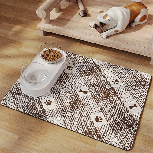 Xisnuient Napfunterlage Hund Hochwertige rutschfest Hundenapf Unterlage Katzen Und Hunde Hundefutter Matte Futtermatten FüR Haustier Futtermatte Silikon Placemats Mat Pet Carpet (50x70 cm,Braun)
