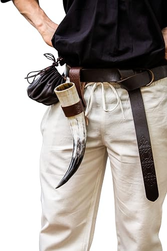 Leonardo Carbone® Unisex Wikinger Trinkhorn Odin - Mittelalter Kleidung Hörner Damen Herren, Wikinger Kostüm Accessoires, Trinkhörner, LARP, Hobbit Outfit, Cosplay, Karneval - 100% Horn 600 ml