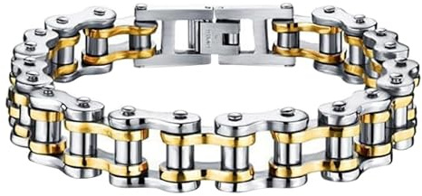 PACKOVE Titanium Steel Bracelet for Men, Chain Link Wristband | Stainless Steel Jewellery for Men, Stylish Biker Bracelet with Durable Chain Design for Daily Wear and Casual Outfits