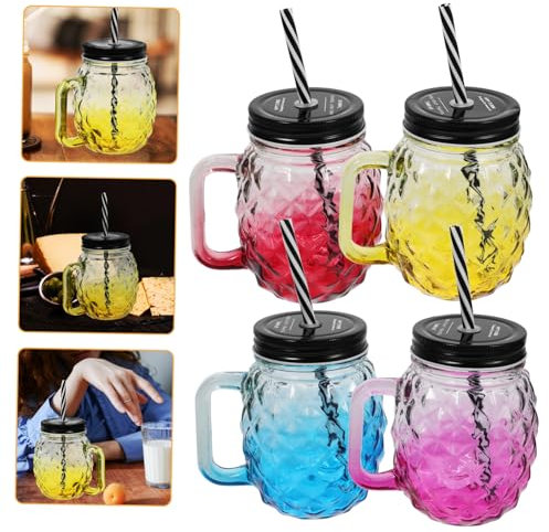 Cabilock 4stücke Gefriergläser Mit Ananas- Transparente Bierbecher Barbecher Mit Strohhalm Praktische Saft-tassen Für Getränke Langlebiges -zubehör Für Küche Und Party