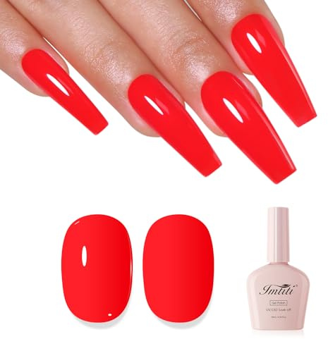 Imtiti Neon UV Nagellack, Neon Rot UV Gel Nagellack Soak Off Led Gel Nail Polish Frühling Sommer DIY Nagel Kunst Starter Maniküre Salon Gellack Kit 10ML