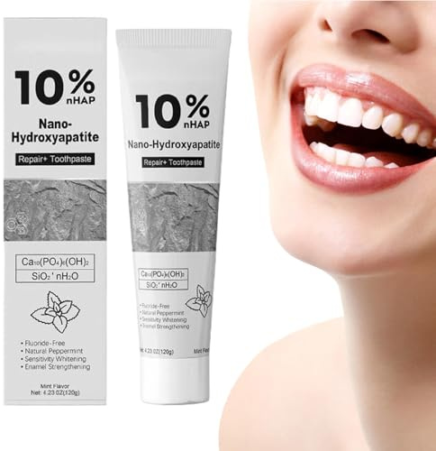 Dentifricio Nano Idrossiapatite, 120g Pasta di Denti Sbiancanti, Dentifricios Rinfrescante Sensibile Alla Menta, Pasta Naturale a Fluoro Libero, per Rafforzare e Proteggere lo Smalto dei Denti