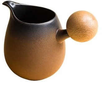 Saucière, Tasse à lait en céramique for thé de l'après-midi, avec poignée, pichet à lait, tasse brune, petite tasse à lait, Vintage, tirée, saucière pour vinaigrettes, lait, réchauffage(Brown)