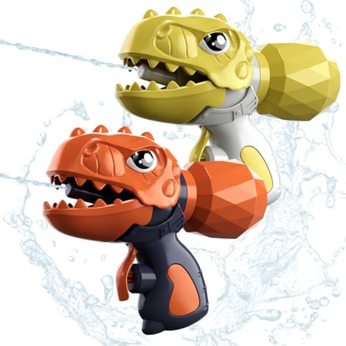 Pistolet a Eau, 2 Pièces Jouet Pistolet à Eau pour Enfants, avec Longue Portée de 8-10 M, Petit Jouet de Tir à Eau en Plastique pour Plein Air, Piscine, Plage (Design de Dinosaure)