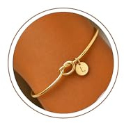 Turandoss Gold Initial Bracelets for Women - Dainty 14K Gold Plated Knot Letter L Initial Bracelet Personalized Cuff Bangle Jewelry Birthday Gifts for Women
