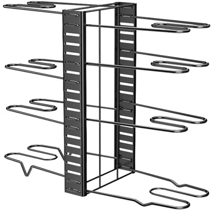 Pzuryhg Estante para ollas y sartenes, organizador de sartenes ajustable de 8 niveles para armario o encimera, marco de cocina que ahorra espacio, perfecto para almacenar ollas, sartenes, tapas y