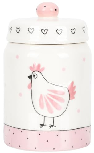 PartyKindom Ceramic Tea Canister with Lid 5.7 Inch Relief Chicken Design Airtight Storage Jar for Coffee Candy Spices Kitchen Organization