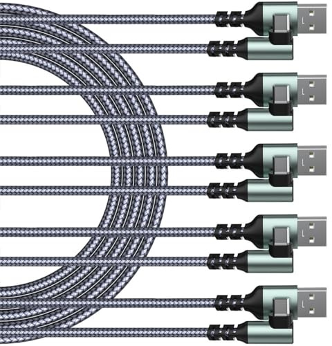 BABIBAOBEI Cable de carga USB C de nailon reforzado de 2 metros de longitud, en forma de L, mejora la flexibilidad para dispositivos de espacio reducido, cable USB tipo C trenzado para múltiples