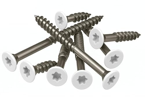 100x 3,0x50 TX10 | Senkkopf-Spanplattenschrauben | V2A | Weiß