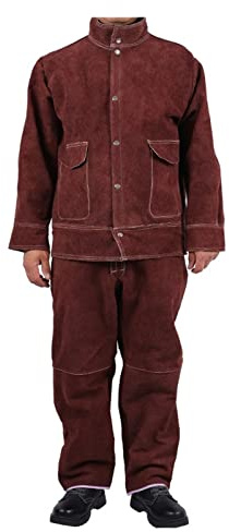 Delantal de Trabajo, Soldadura ropa protectora soldador soldado aislamiento ropa soldador de soldadura anti-escalas ropa de trabajo de soldadura(Brown,XL)