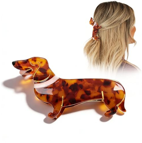 Dackel Haarklammer, Dackel Haarspange, Haarspangen Damen Tier, Haarklammer Leopardenmuster, Moderner Haarschmuck, Haarklammern, Geschenke für Hundeliebhaber